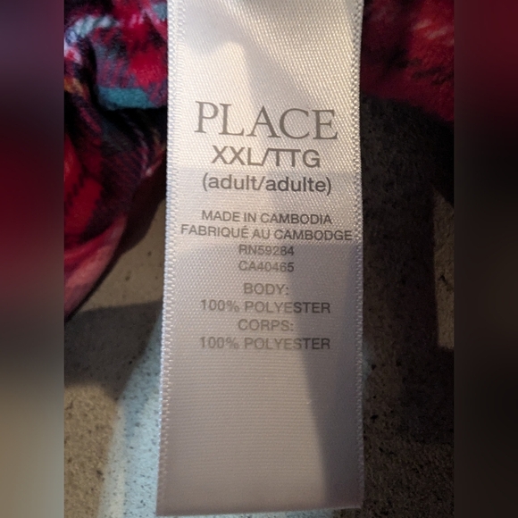 Red Plaid Long Sleeve Night Shirt Soft Fleece Adult Size XXL Children's Place - Picture 2 of 7